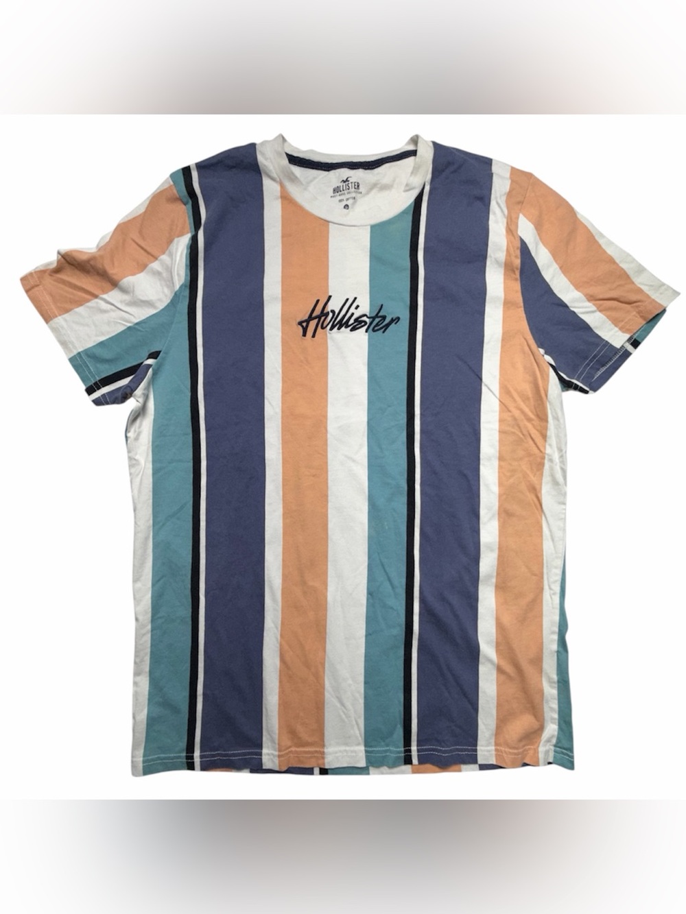Retro Hollister Short Sleeve Crew Neck Muscle T-Shirt Size XL Beach Striped Tee